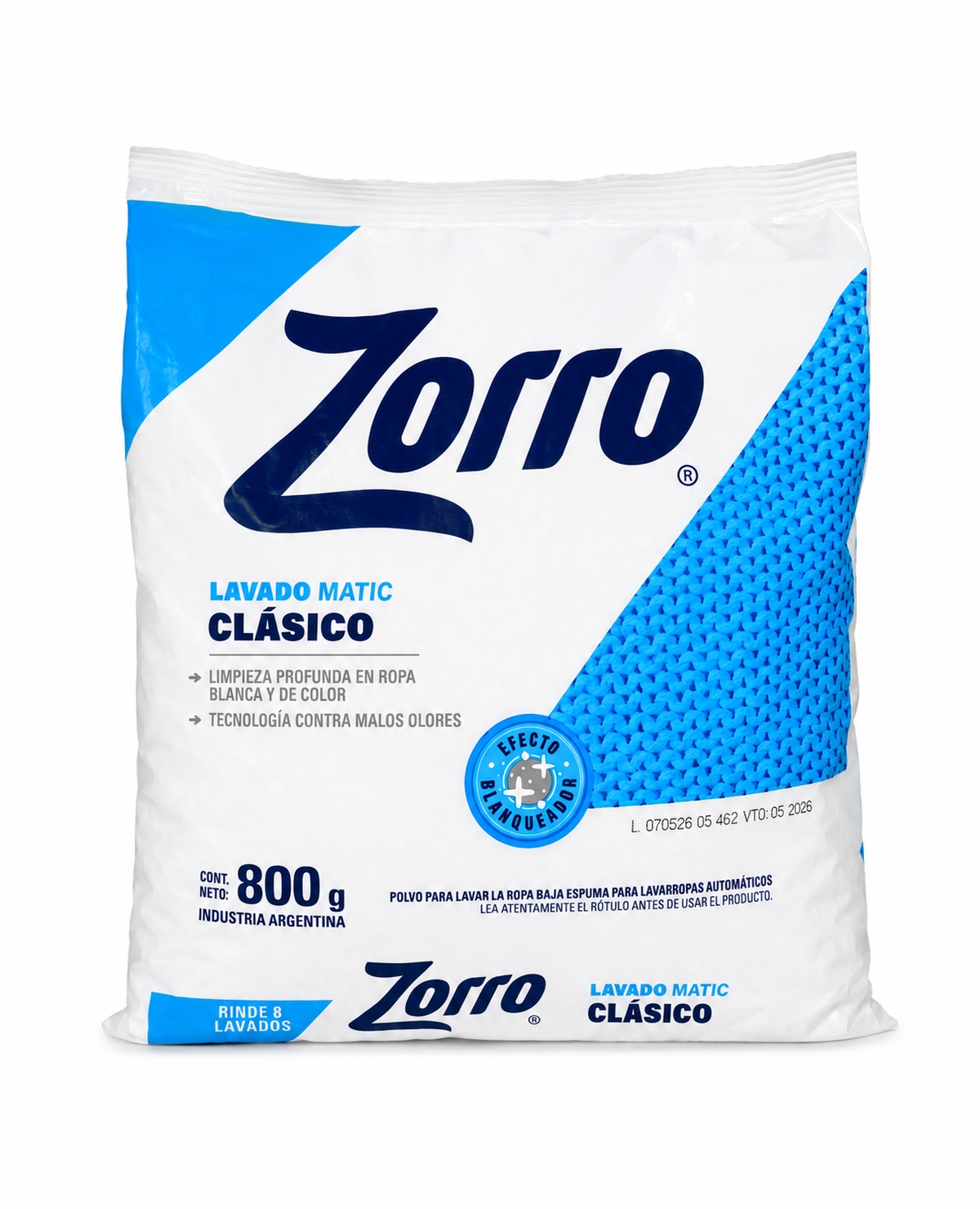 Jabón en Polvo Zorro Clásico Matic x 800 Gr